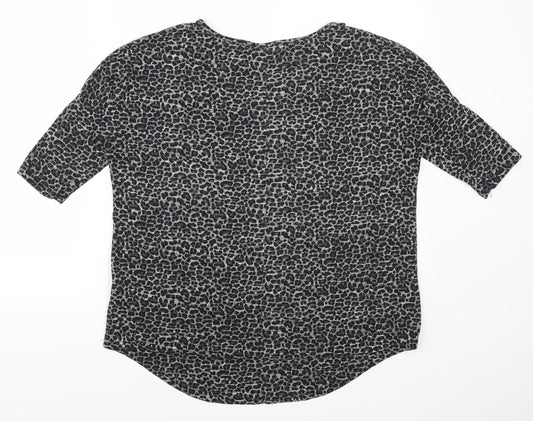 Select Womens Grey Animal Print  Basic T-Shirt Size 8