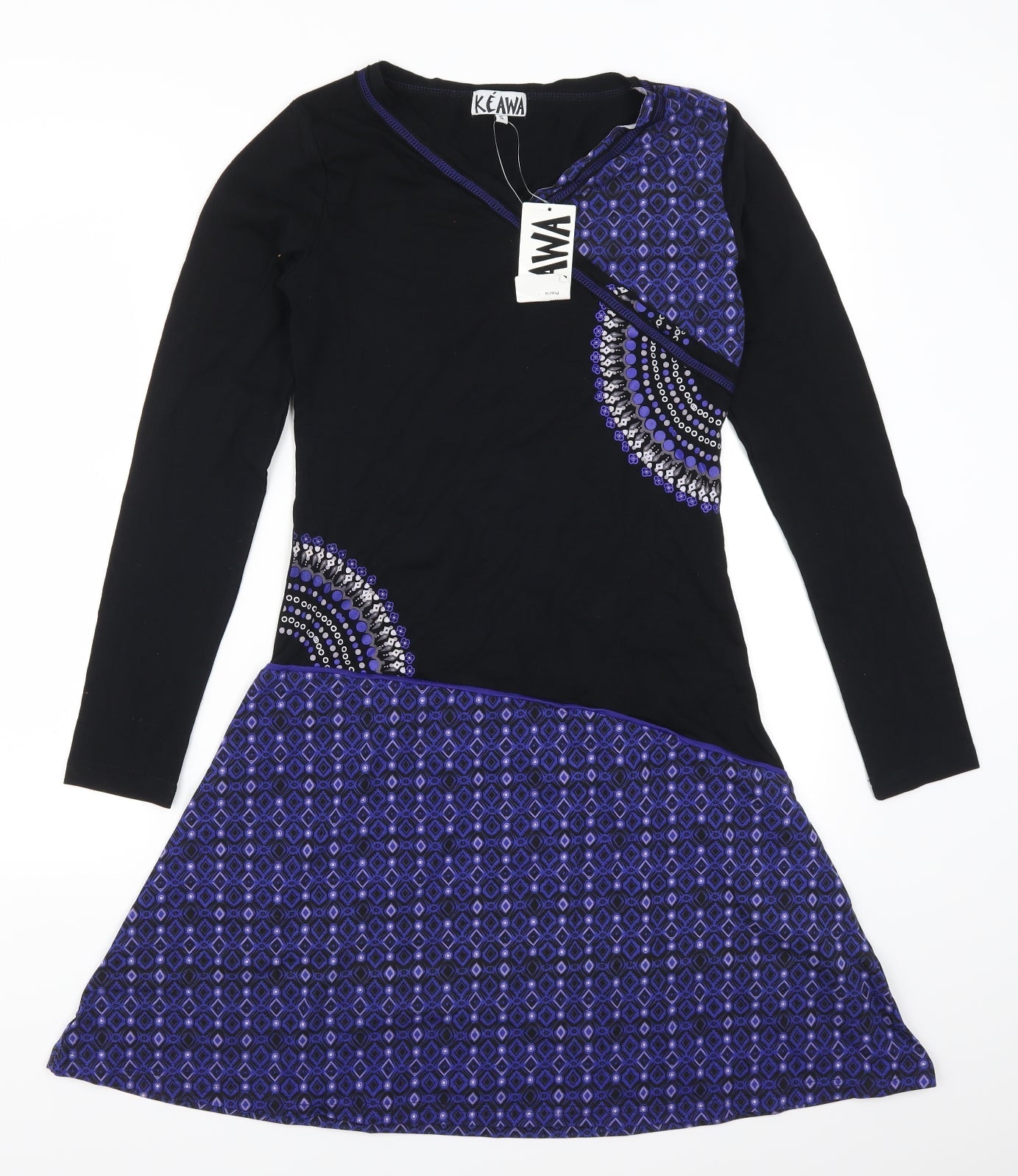 Kaewa Womens Purple Geometric  A-Line  Size S