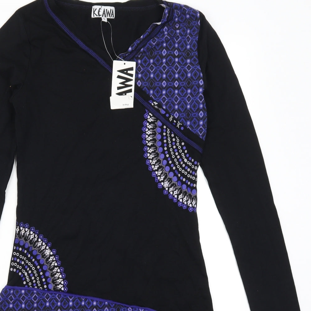 Kaewa Womens Purple Geometric  A-Line  Size S
