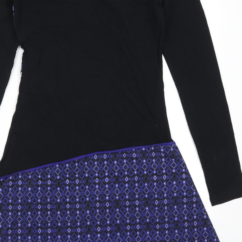 Kaewa Womens Purple Geometric  A-Line  Size S