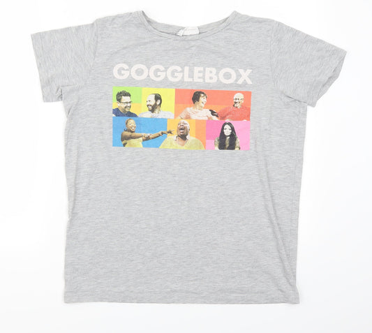 Gogglebox Womens Grey   Basic T-Shirt Size 12  - Gogglebox