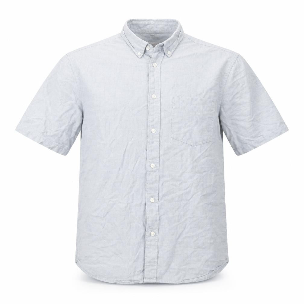 Front view of H&M men’s grey button-up, size M