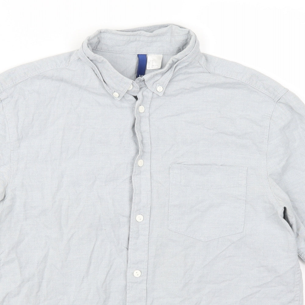 H&M Mens Grey    Button-Up Size M