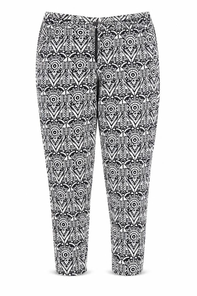 Lustre Womens Black Geometric  Trousers  Size 14 L24 in