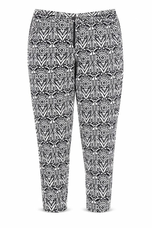 Lustre Womens Black Geometric  Trousers  Size 14 L24 in