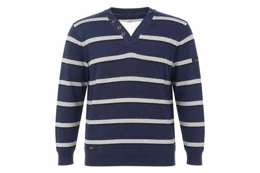 Dissident Mens Blue Striped  Pullover Jumper Size L