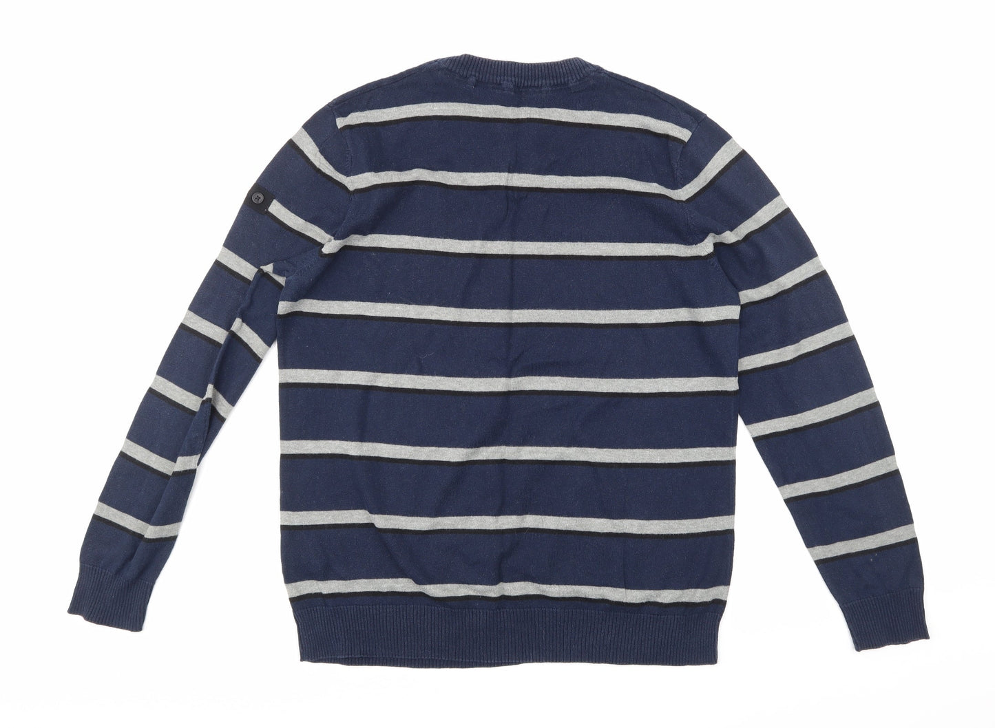 Dissident Mens Blue Striped  Pullover Jumper Size L