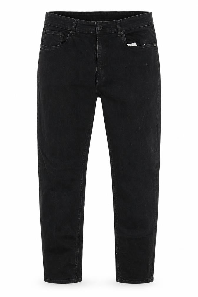 Front view of Easy Denim women’s black straight jeans, size UK 38, 30-inch leg