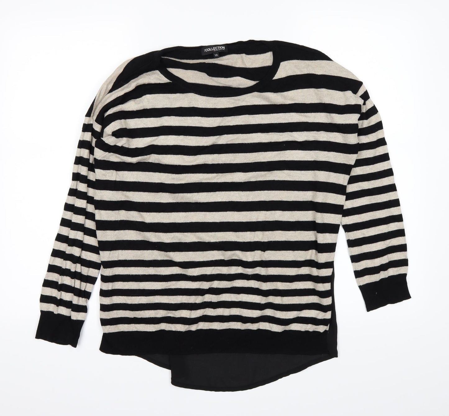 The Collection Womens White Striped  Basic T-Shirt Size 10