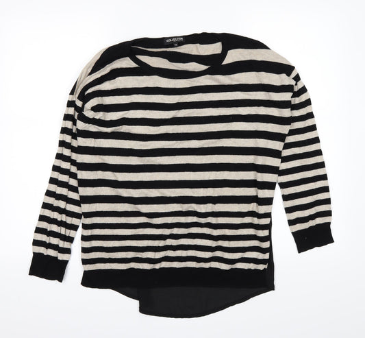 The Collection Womens White Striped  Basic T-Shirt Size 10