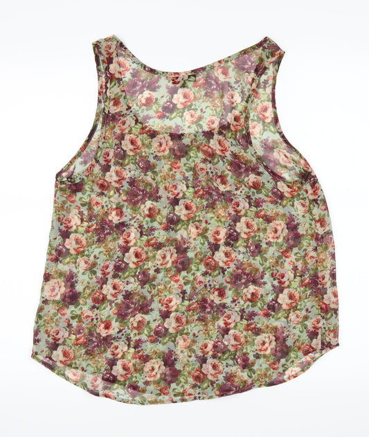Topshop Womens Green Floral  Basic T-Shirt Size 6
