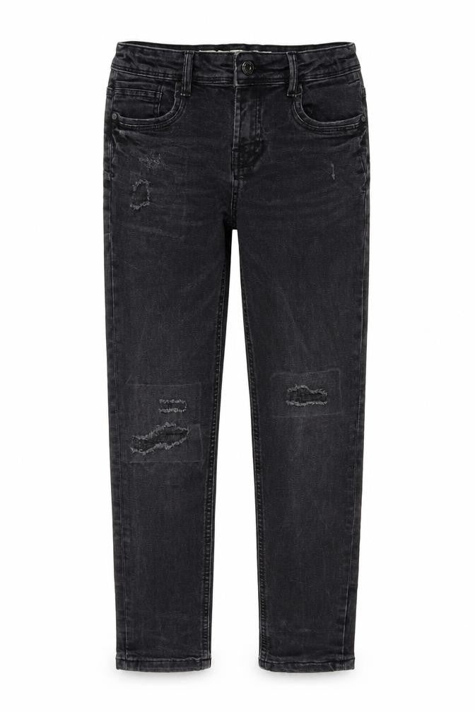 Front view of DenimCo girls’ black skinny jeans, size 10-11, years
