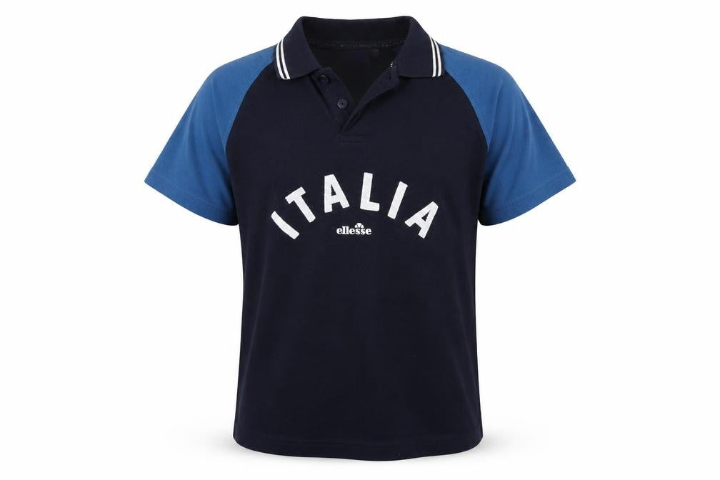 Front view of Ellesse girls’ blue basic polo, size 12-13, years