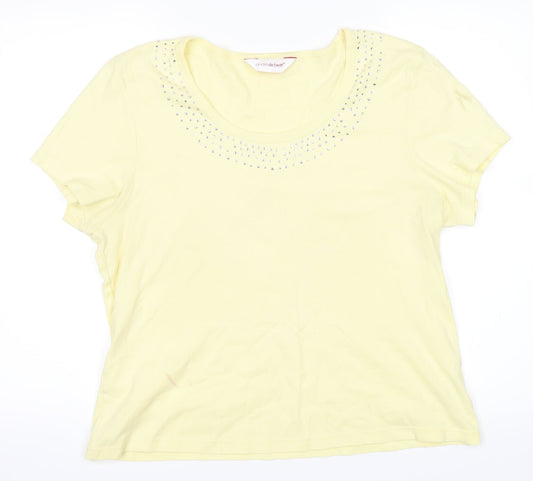 Andre De Brett Womens Yellow   Basic T-Shirt Size 18