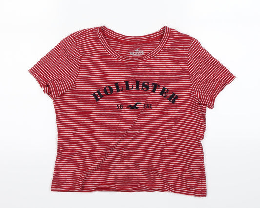Hollister Womens Red Striped  Basic T-Shirt Size XS