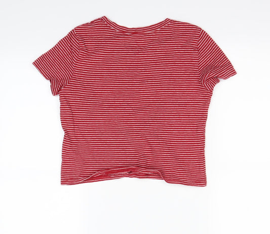Hollister Womens Red Striped  Basic T-Shirt Size XS