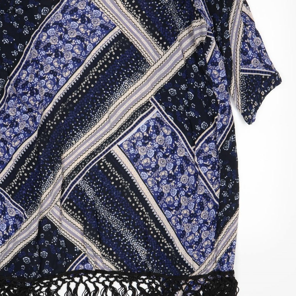 Yours Womens Black Geometric  Kimono Jacket Size 16