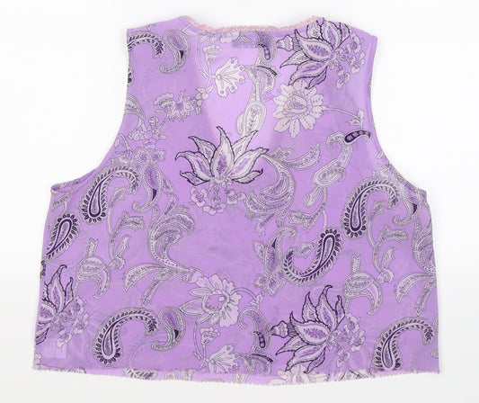 CCDK Womens Purple Paisley Chiffon Cropped Tank Size 16