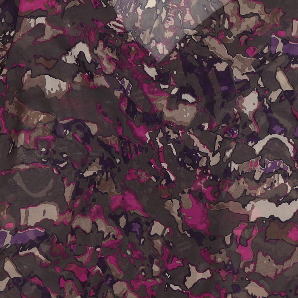 Per Una Womens Purple Floral Chiffon Basic Blouse Size 12  - ruffle front