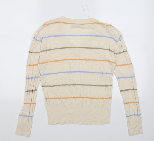 Marks and Spencer Womens Beige Striped Knit Pullover Jumper Size S