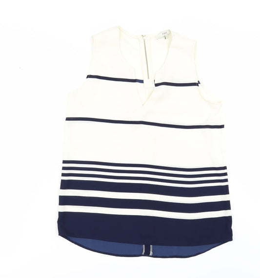 NEXT Womens Ivory Striped  Tunic Blouse Size 8