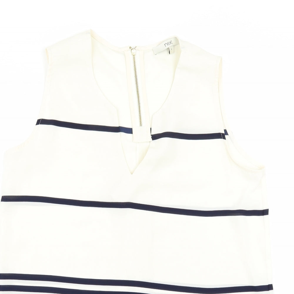 NEXT Womens Ivory Striped  Tunic Blouse Size 8
