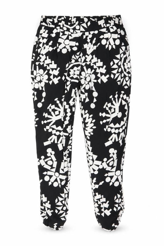 River Island Womens Black Geometric  Trousers  Size 8 L29 in - Gathered ankles