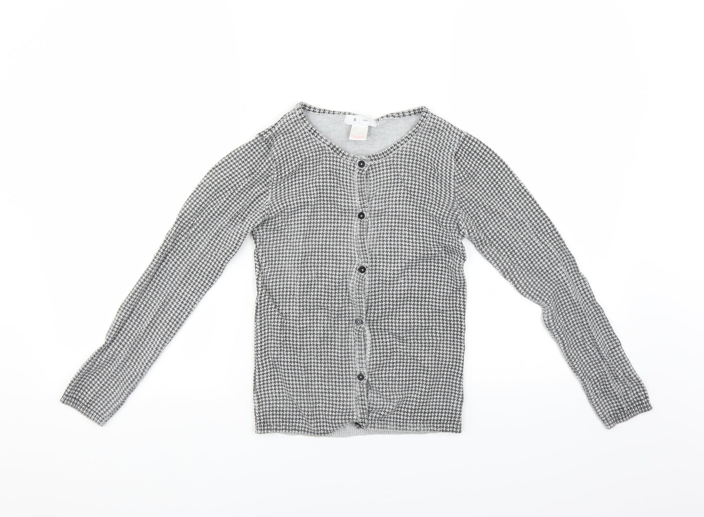 La Redoute Girls Grey Houndstooth  Cardigan Jumper Size 10 Years