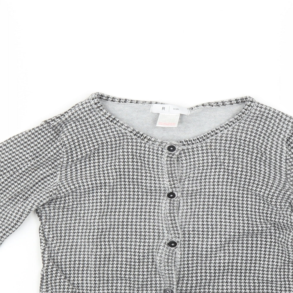 La Redoute Girls Grey Houndstooth  Cardigan Jumper Size 10 Years