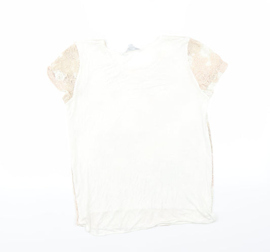 Red Herring Womens White Floral  Basic T-Shirt Size 8