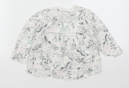 Nutmeg Girls White Animal Print  Basic T-Shirt Size 12-18 Months  - Unicorns