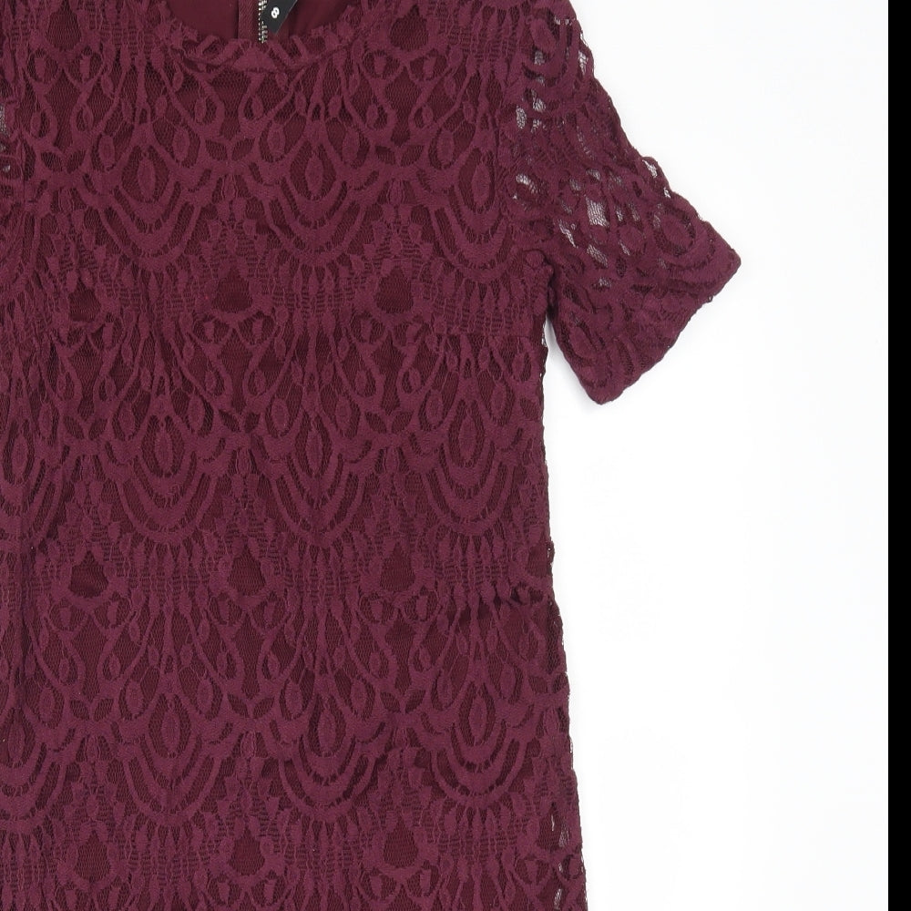 H&M Womens Orange  Lace Pencil Dress  Size 8