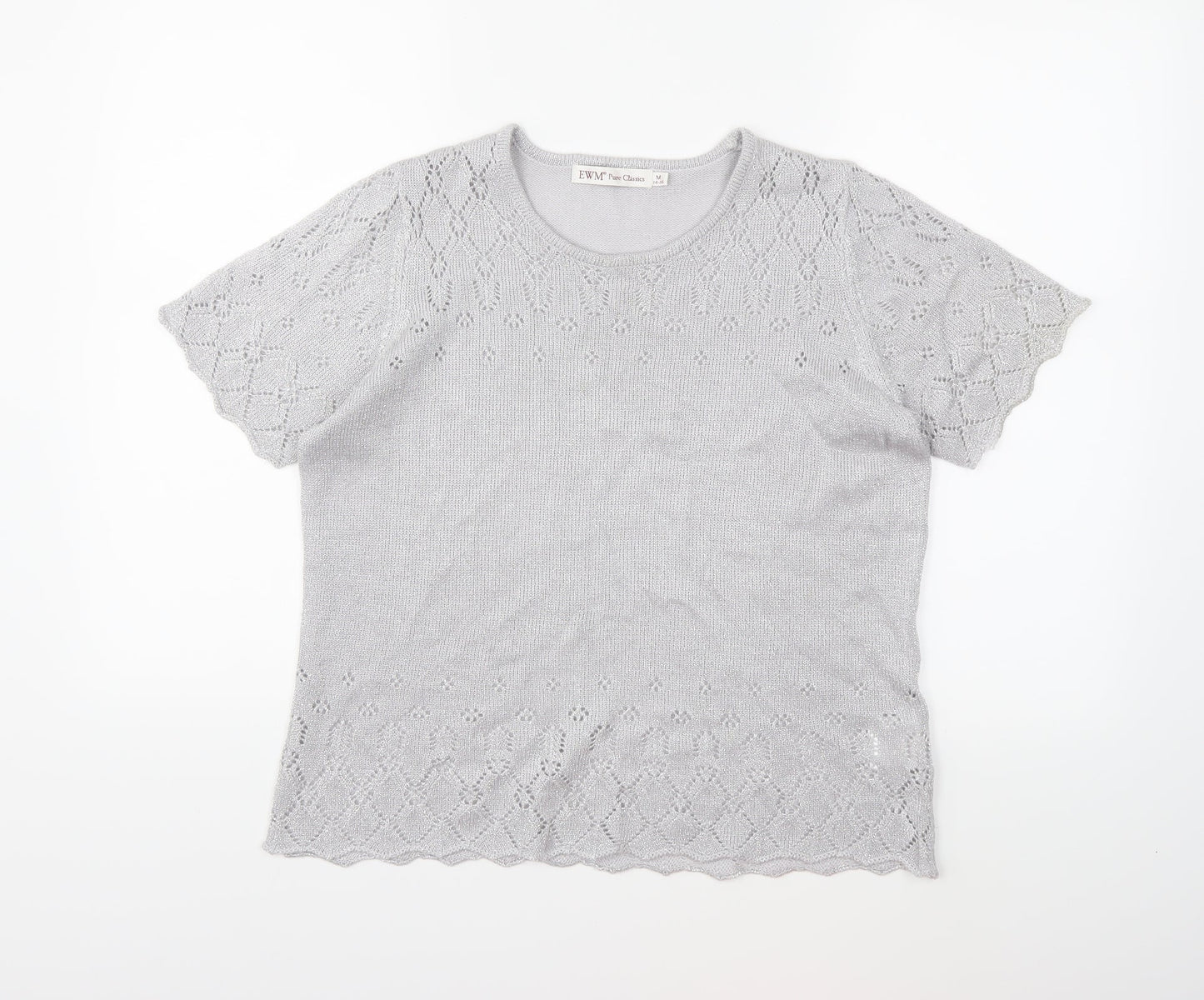 EWM Womens Silver  Knit Pullover Jumper Size 14