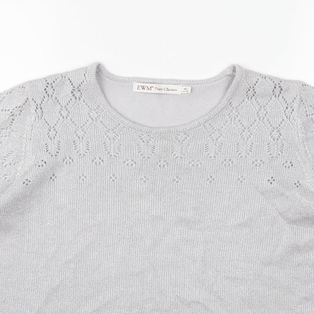 EWM Womens Silver  Knit Pullover Jumper Size 14