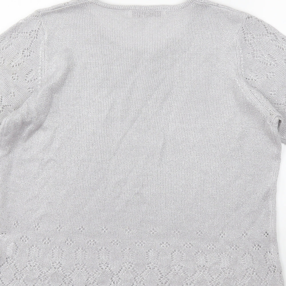 EWM Womens Silver  Knit Pullover Jumper Size 14