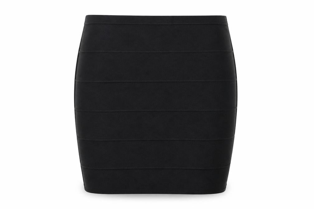Front view of Missguided women’s black mini skirt, size UK 10