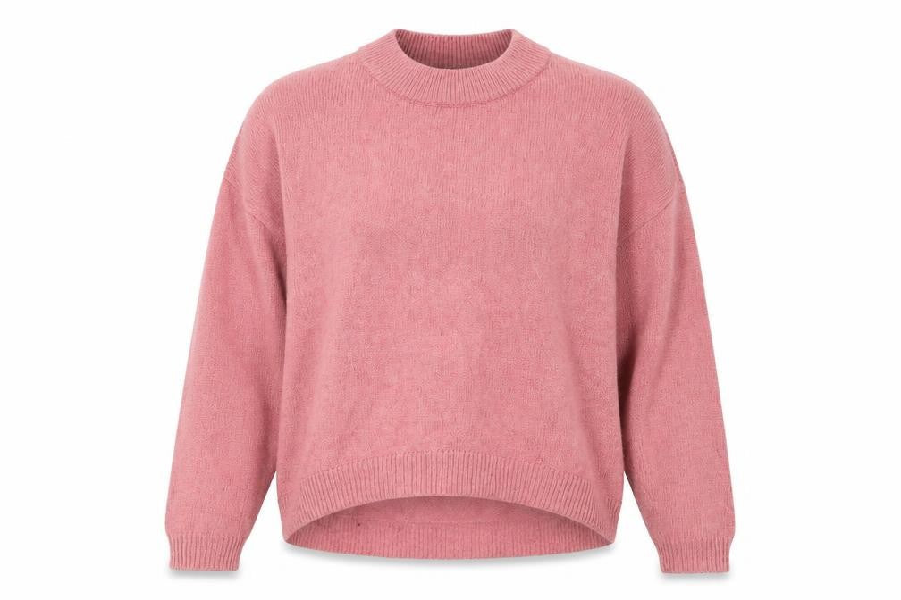 Front view of H&M women’s pink jumper, size UK 8