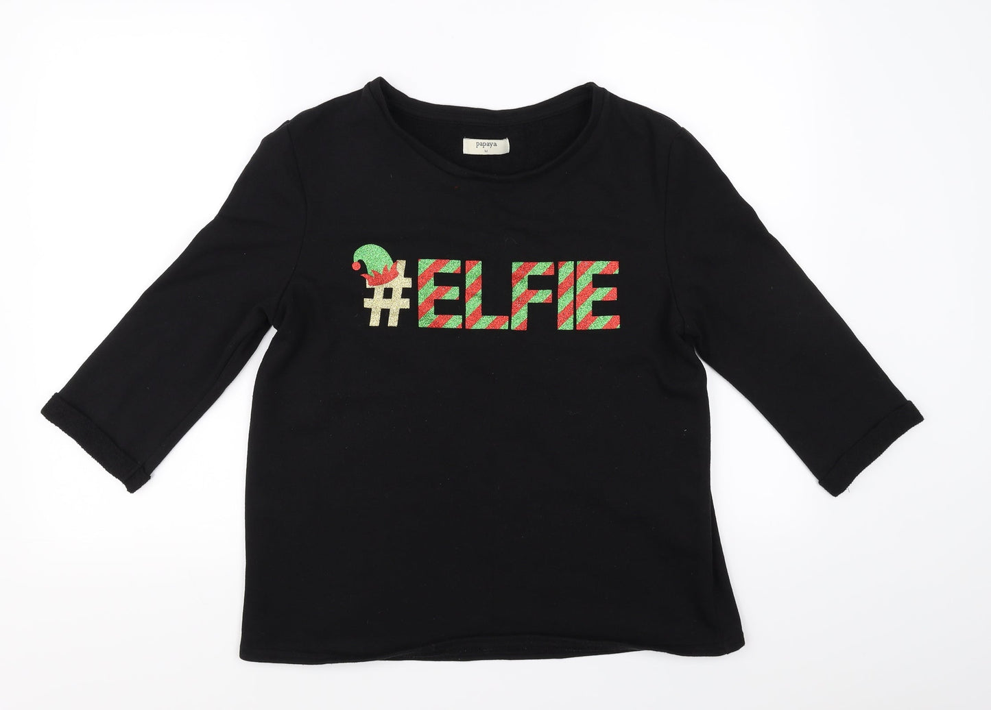 Papaya Womens Black   Pullover Jumper Size M