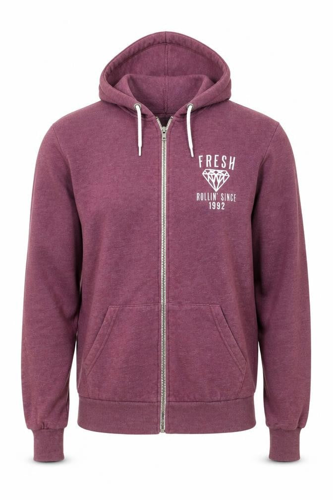 Front view of River Island men’s brown full zip hoodie, size S