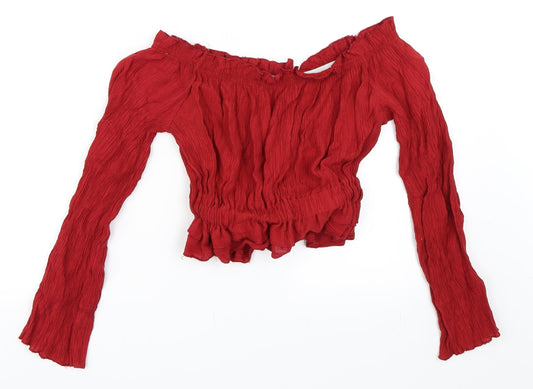 Preworn Womens Red   Cropped Blouse Size S