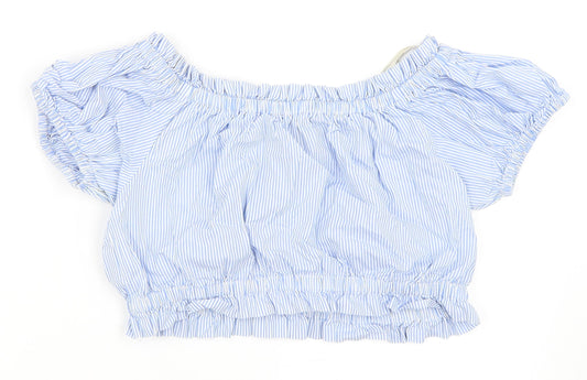 FOREVER 21 Womens Blue Striped  Cropped Blouse Size M