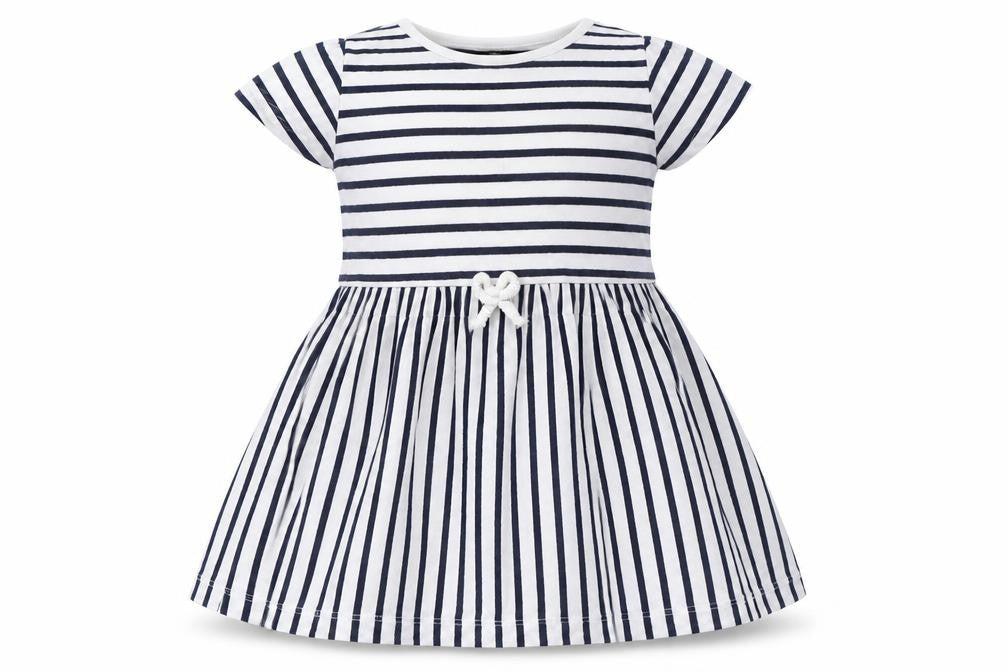 Front view of George girls’ white striped skater dress, size 12-18, months