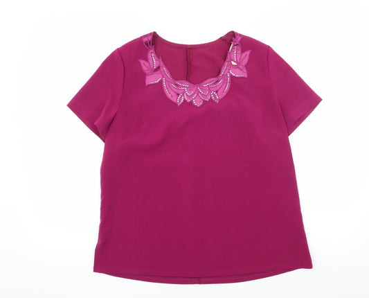 Special Collection Womens Pink  Satin Basic Blouse Size 14