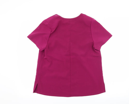 Special Collection Womens Pink  Satin Basic Blouse Size 14