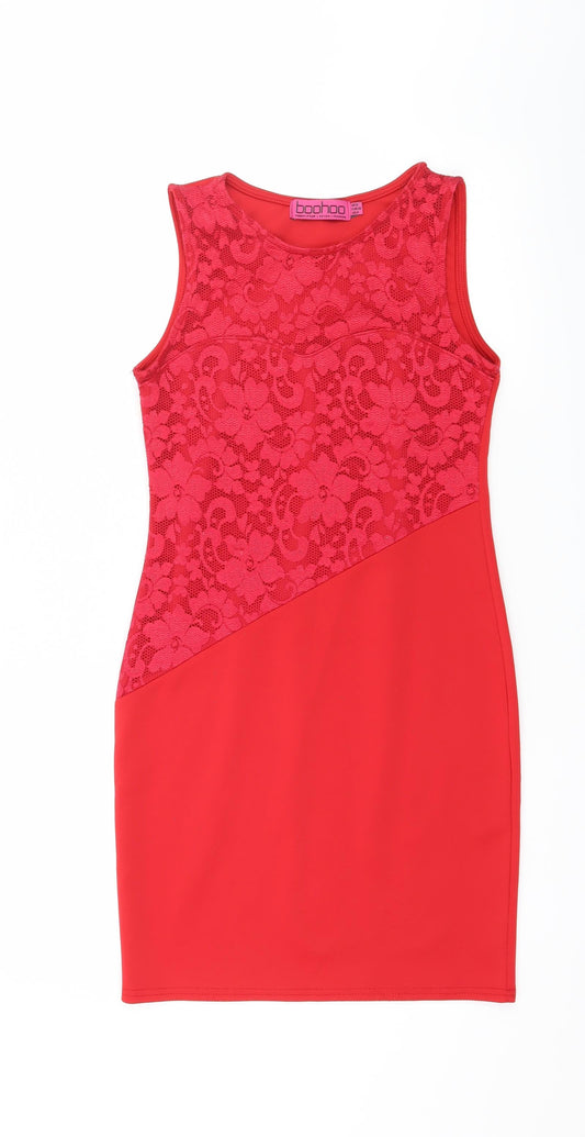 Boohoo Womens Red  Jersey Bodycon  Size 8