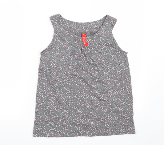 Baby Jane Womens Grey Floral  Basic Blouse Size 8