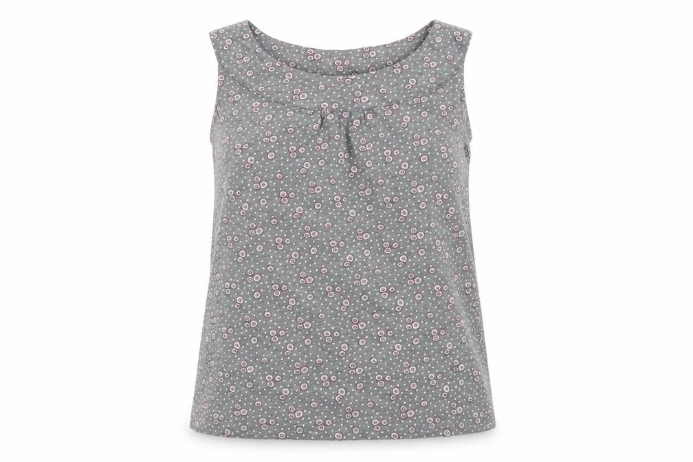 Front view of Baby Jane women’s grey floral basic blouse, size UK 8