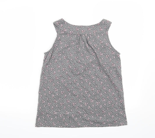 Baby Jane Womens Grey Floral  Basic Blouse Size 8