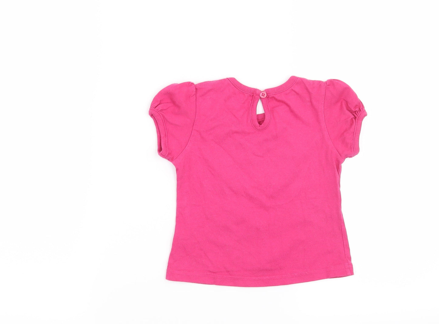 George Girls Pink Floral  Basic T-Shirt Size 6-9 Months