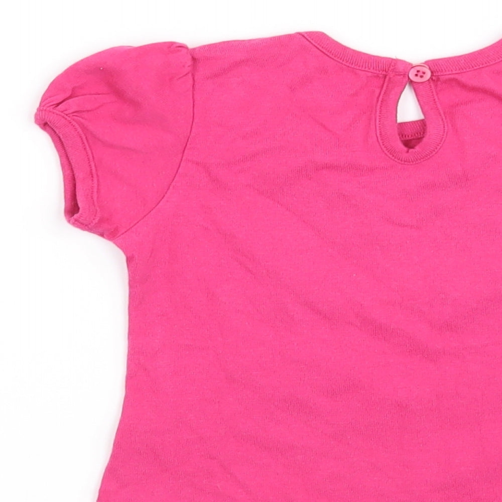 George Girls Pink Floral  Basic T-Shirt Size 6-9 Months